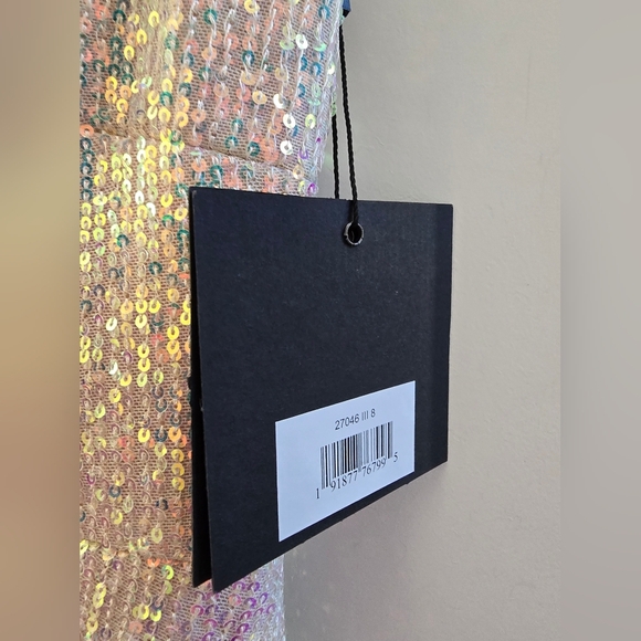 Ieena for Mac Duggal, Sequin Asymmetric Tiered Gown, Iridescent, Size 8,MSRP$398 - Picture 11 of 11